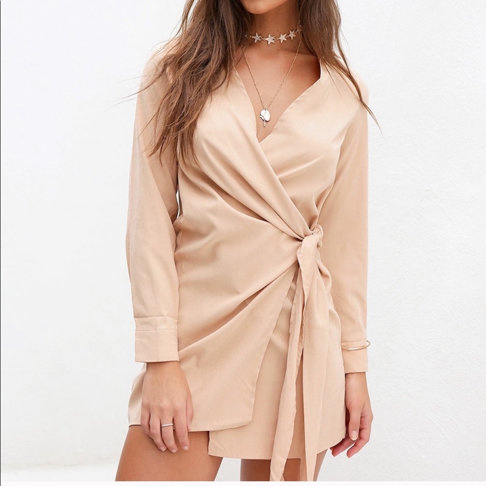 NWOT wrap dress light camel taupe color